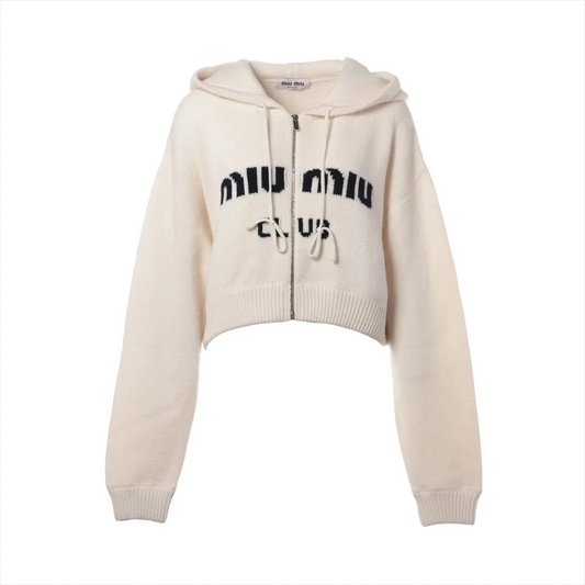 Miu Miu 22 Years Cashmere Hoodie 42 Ladies' Ivory