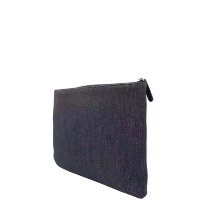 CHANEL Deauville Clutch Bag Denim Navy Orange