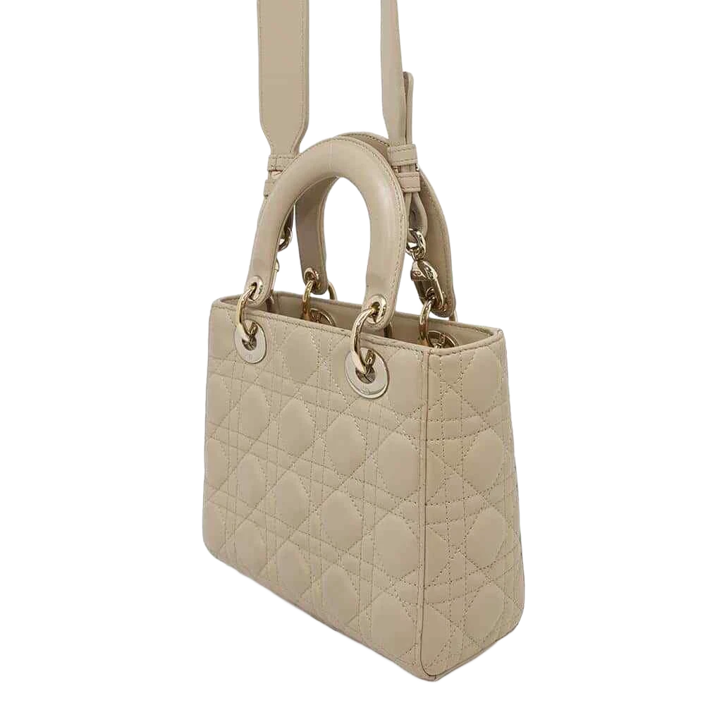Dior Lady Dior MY ABC DIOR 2-Way Handbag Size Small Lambskin Beige