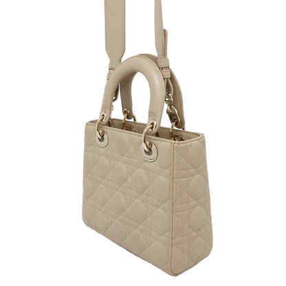 Dior Lady Dior MY ABC DIOR 2-Way Handbag Size Small Lambskin Beige
