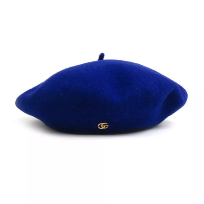 Auth GUCCI Beret Hat Blue Wool