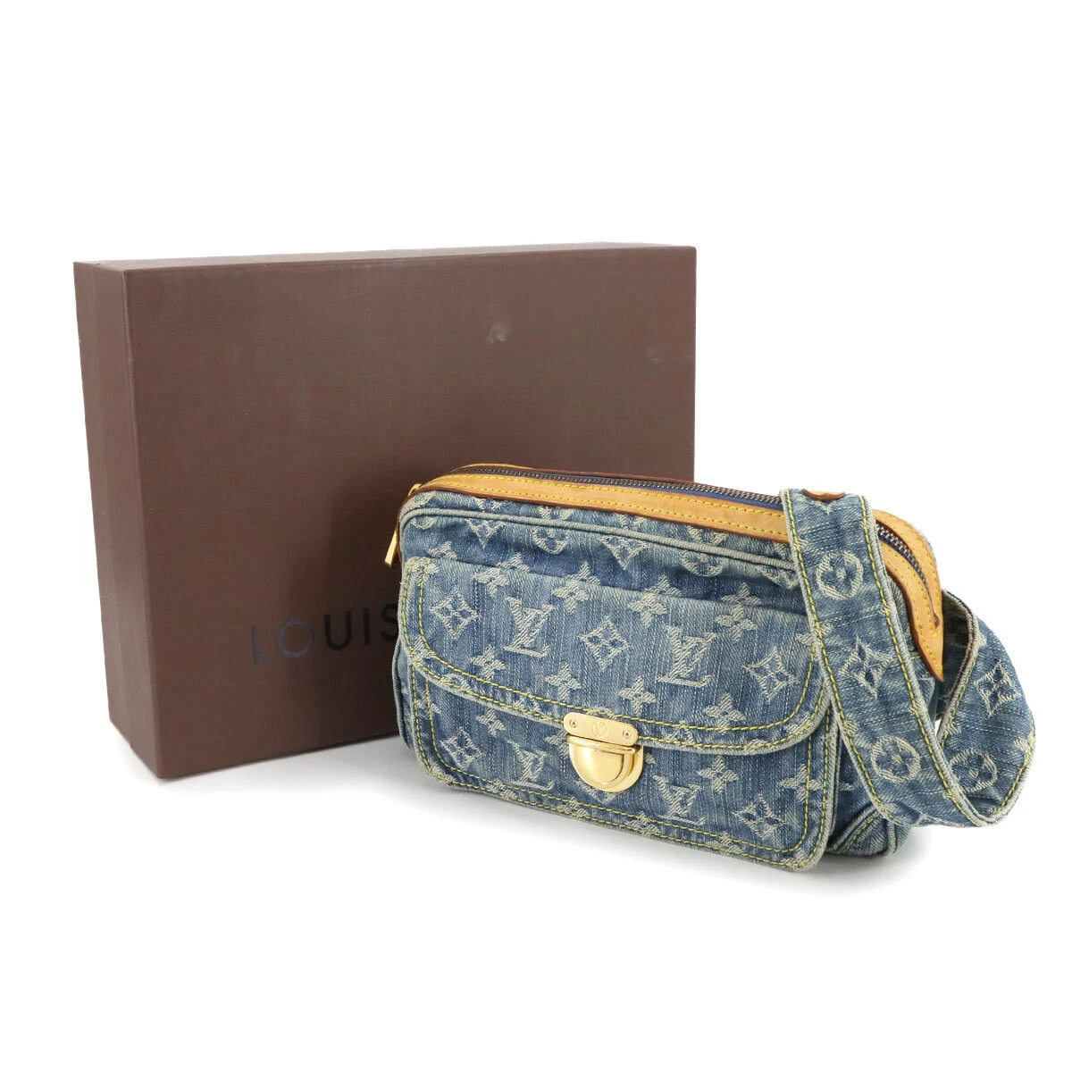 LOUIS VUITTON Monogram Denim Bum Bag Waist Pouch Canvas Blue