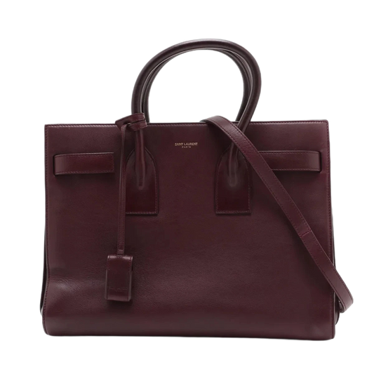 Saint Laurent Paris Sac de Jour Leather 2 Way Handbag Bordeaux