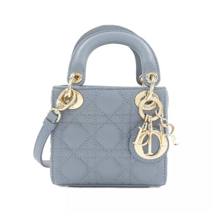 Authentic Dior Lady Dior Micro Bag in Cloud Blue with Gold Hardware