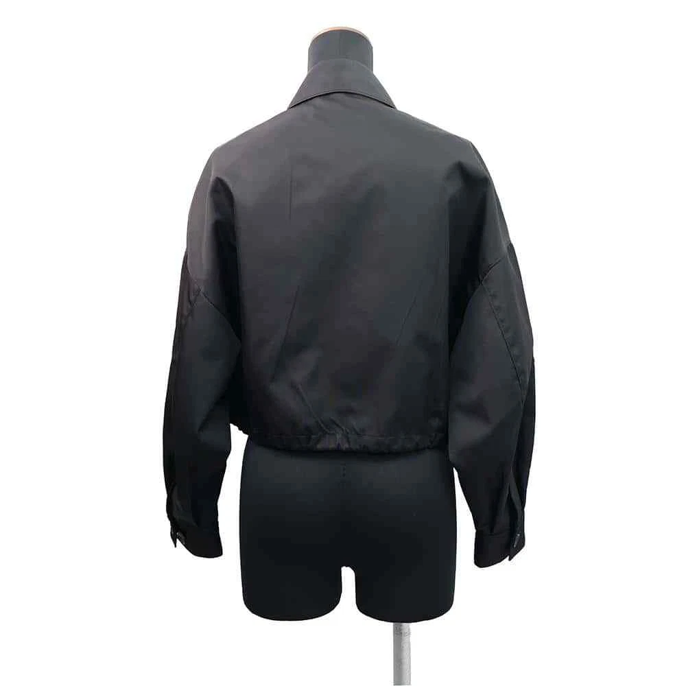 PRADA Re-Nylon Cropped Blouson Jacket Size 36 Nylon 100% Black