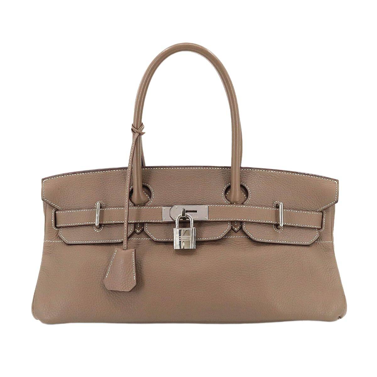 HERMES Shoulder Birkin 42 Bag Taurillon Clemence Etoupe Purse