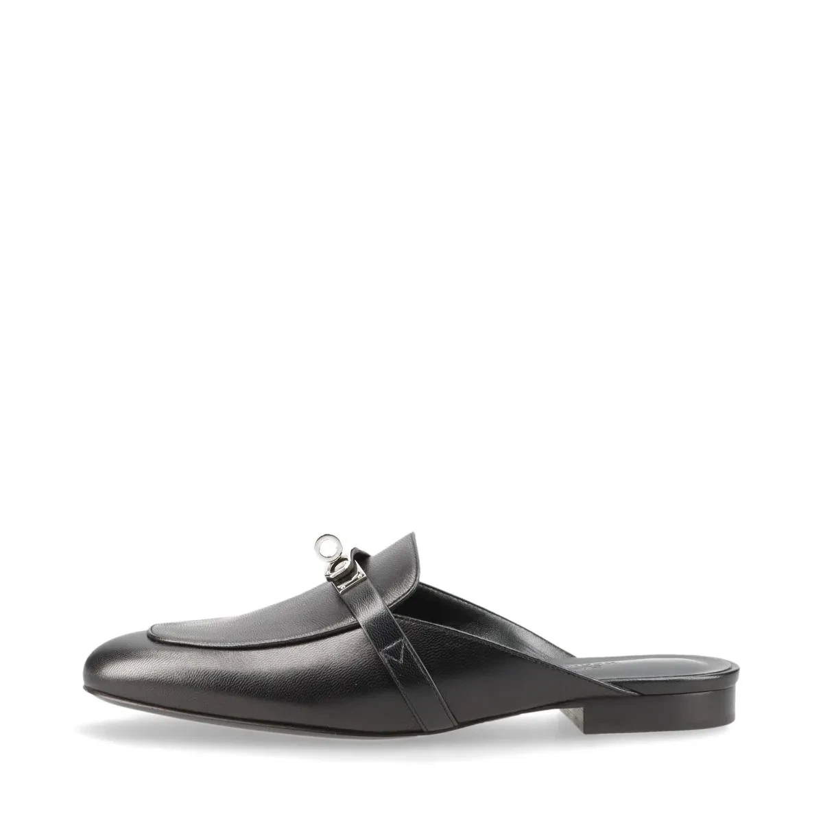 Hermès Oz Leather Mule 38 Ladies' Black Kelly Metal Fittings