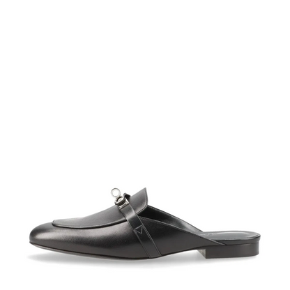 Hermès Oz Leather Mule 38 Ladies' Black Kelly Metal Fittings