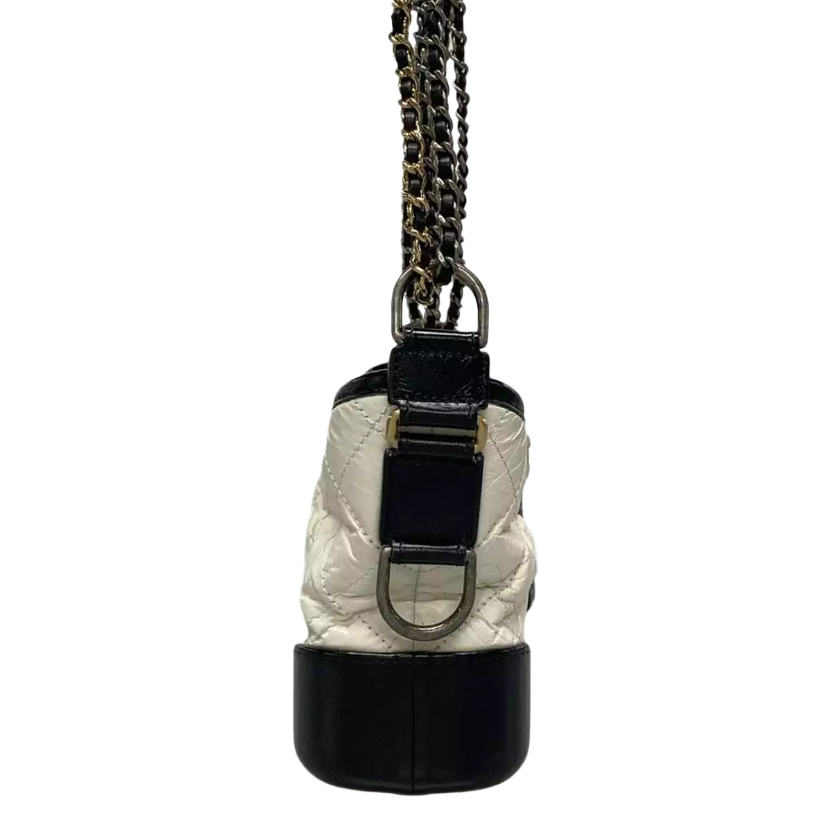 CHANEL Gabrielle de Chanel Small Hobo Bag White Black Aged Calfskin
