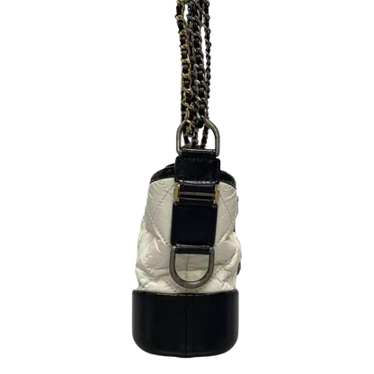 CHANEL Gabrielle de Chanel Small Hobo Bag White Black Aged Calfskin