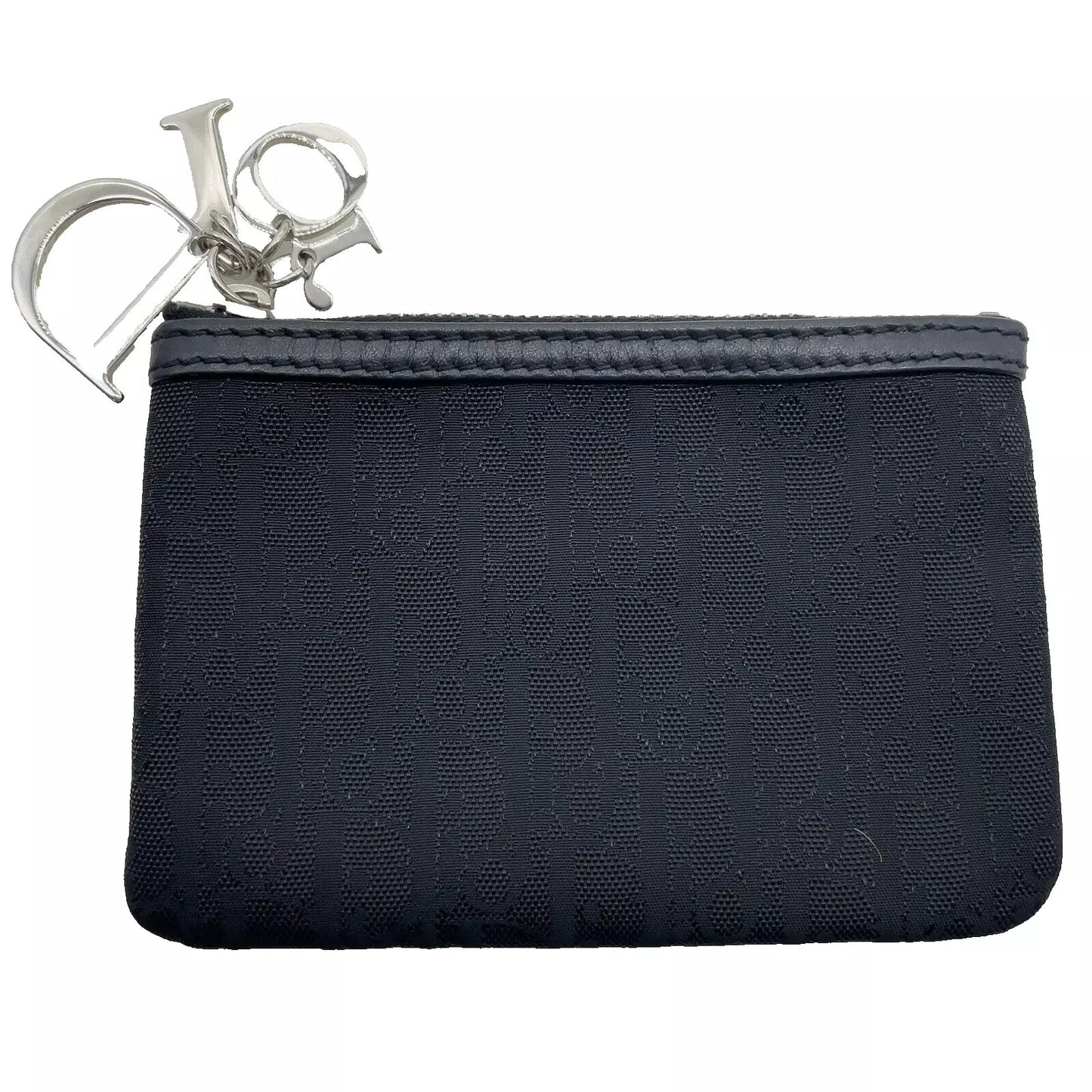 Christian Dior Trotter Nylon Black Logo Charm Coin Case