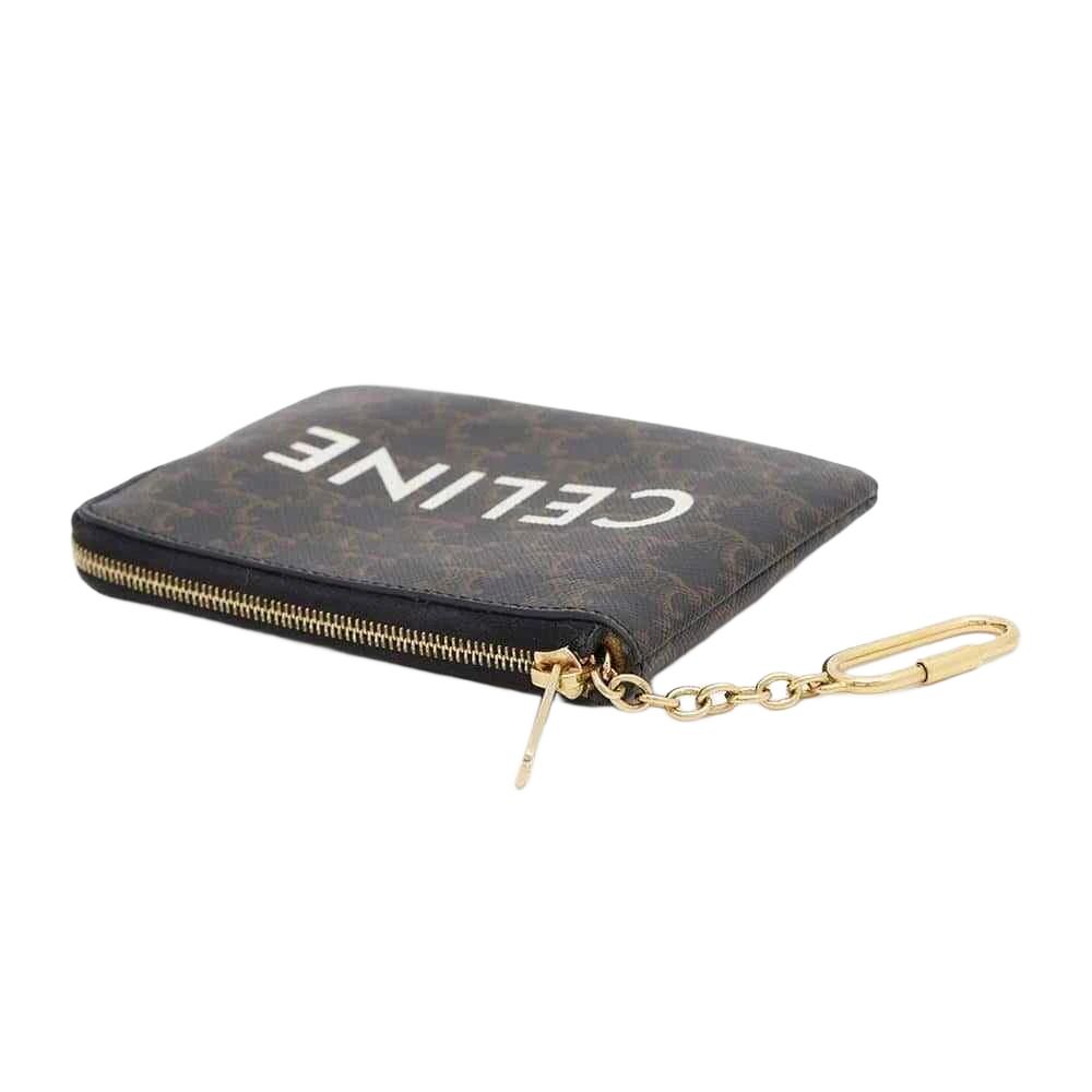 CELINE Triomphe Coin & Card Pouch PVC Coated Canvas Black