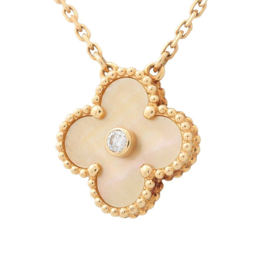 Van Cleef & Arpels Vintage Alhambra Golden Shell Diamond Necklace