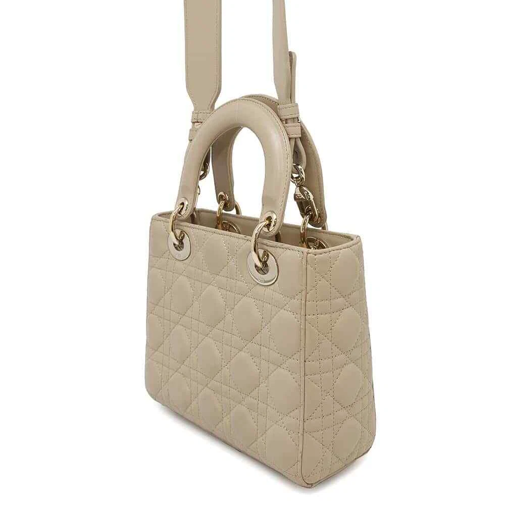 Dior Lady Dior MY ABC DIOR 2-Way Handbag Size Small Lambskin Beige