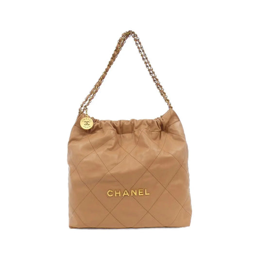 Authentic CHANEL Chanel 22 Line AS3261 Shoulder Bag in Brown with Mat Gold Hardware