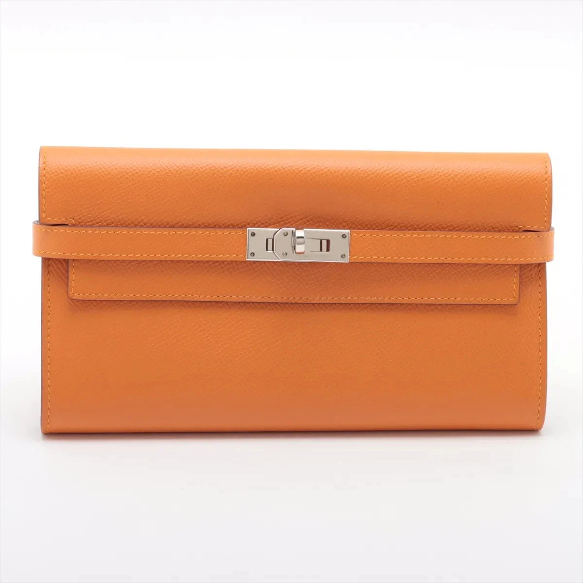 Hermès Kelly Wallet Veau Epsom Wallet Orange x Pink Silver Metal D Stamp