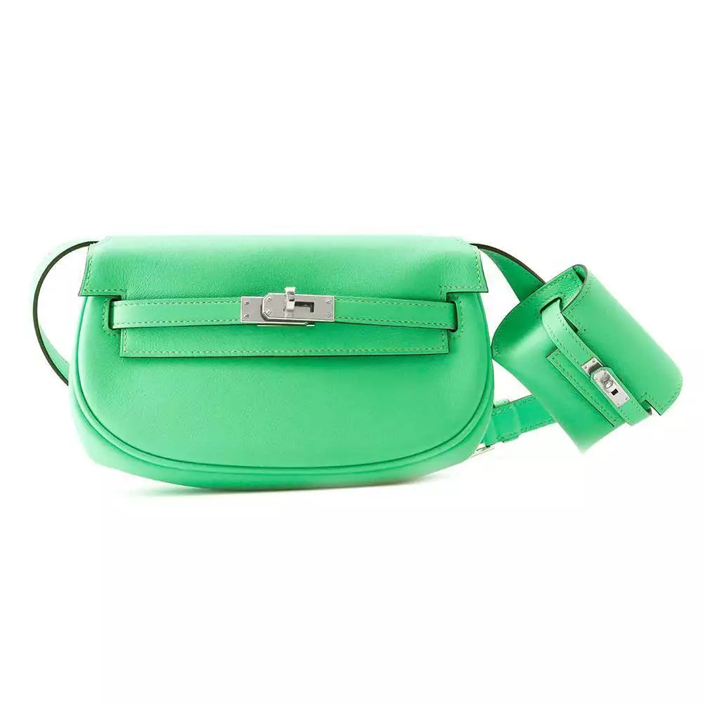 Authentic Hermes Kelly Move Bag in Swift Leather, Vert Comic