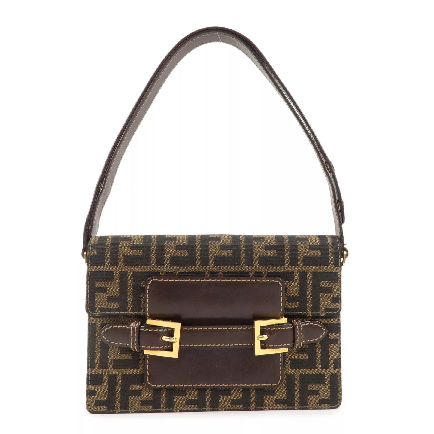 FENDI Zucca Canvas Leather Shoulder Bag