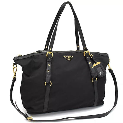 PRADA Nylon Leather Tote Shoulder Bag