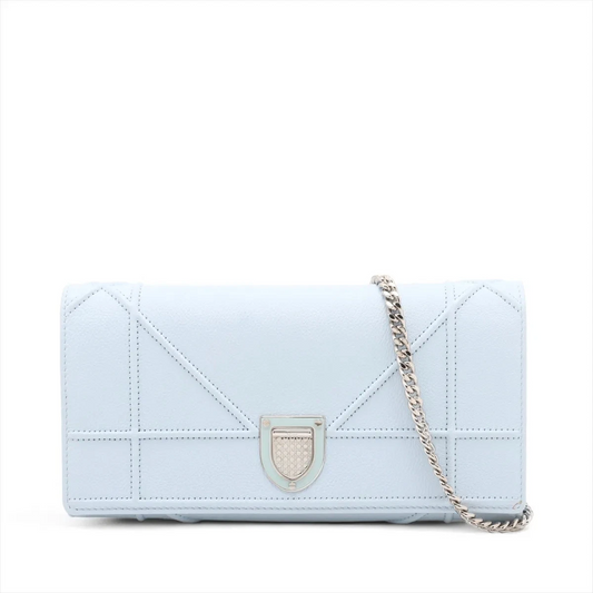 Christian Dior Diorama Leather Chain Wallet in Blue