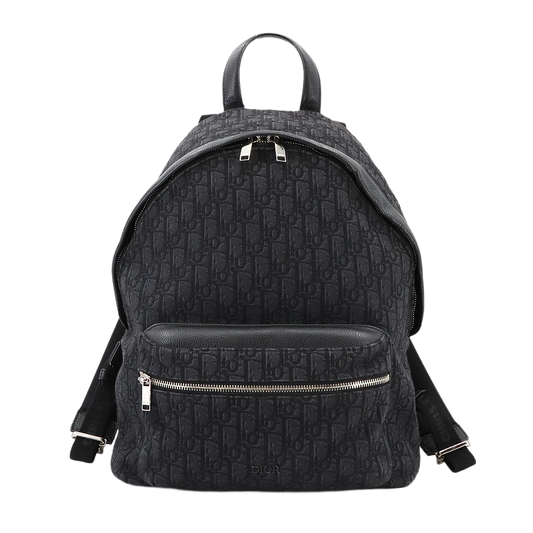 Christian Dior Oblique Rider Backpack in Black Canvas & Leather