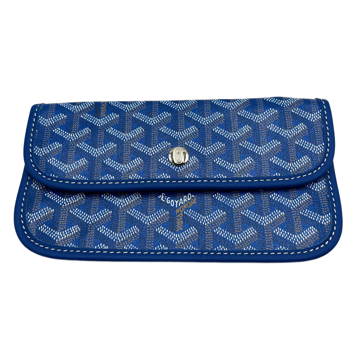 GOYARD Saint Louis Pochette Blue Canvas Leather Pouch Wallet