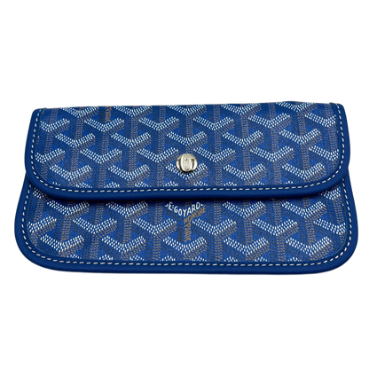 GOYARD Saint Louis Pochette Blue Canvas Leather Pouch Wallet