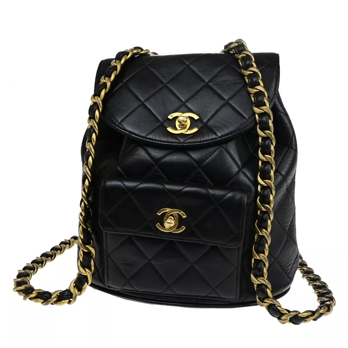 CHANEL CC Logo Matelasse Chain Backpack Bag – Black Leather