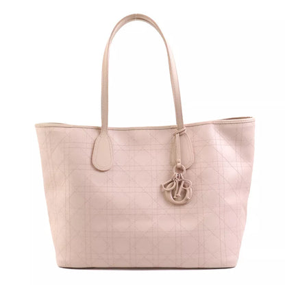 Auth Christian Dior Canage Tote Shoulder Bag Pink Beige Coated Canvas