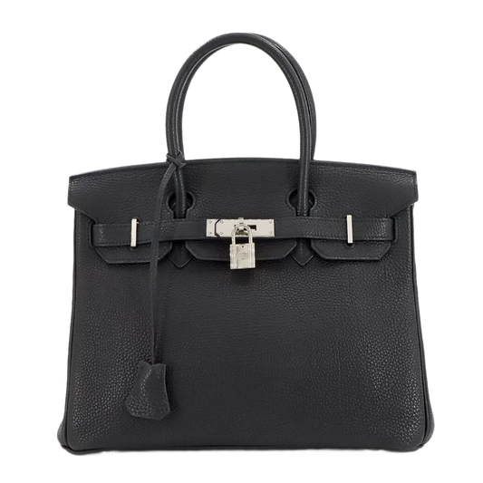 HERMES Birkin 30 Hand Bag Togo Leather Black Purse