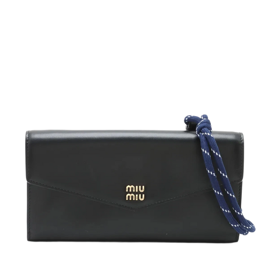 Miu Miu Leather Shoulder Wallet Black