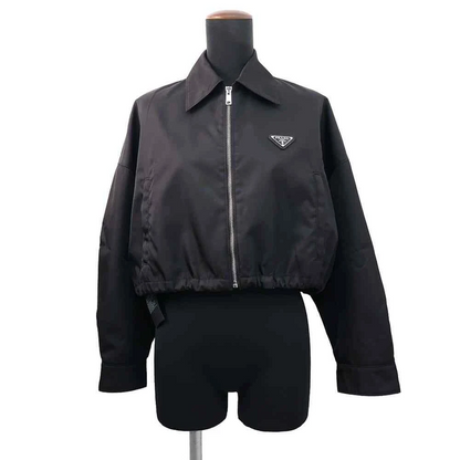PRADA Re-Nylon Cropped Blouson Jacket Size 36 Nylon 100% Black