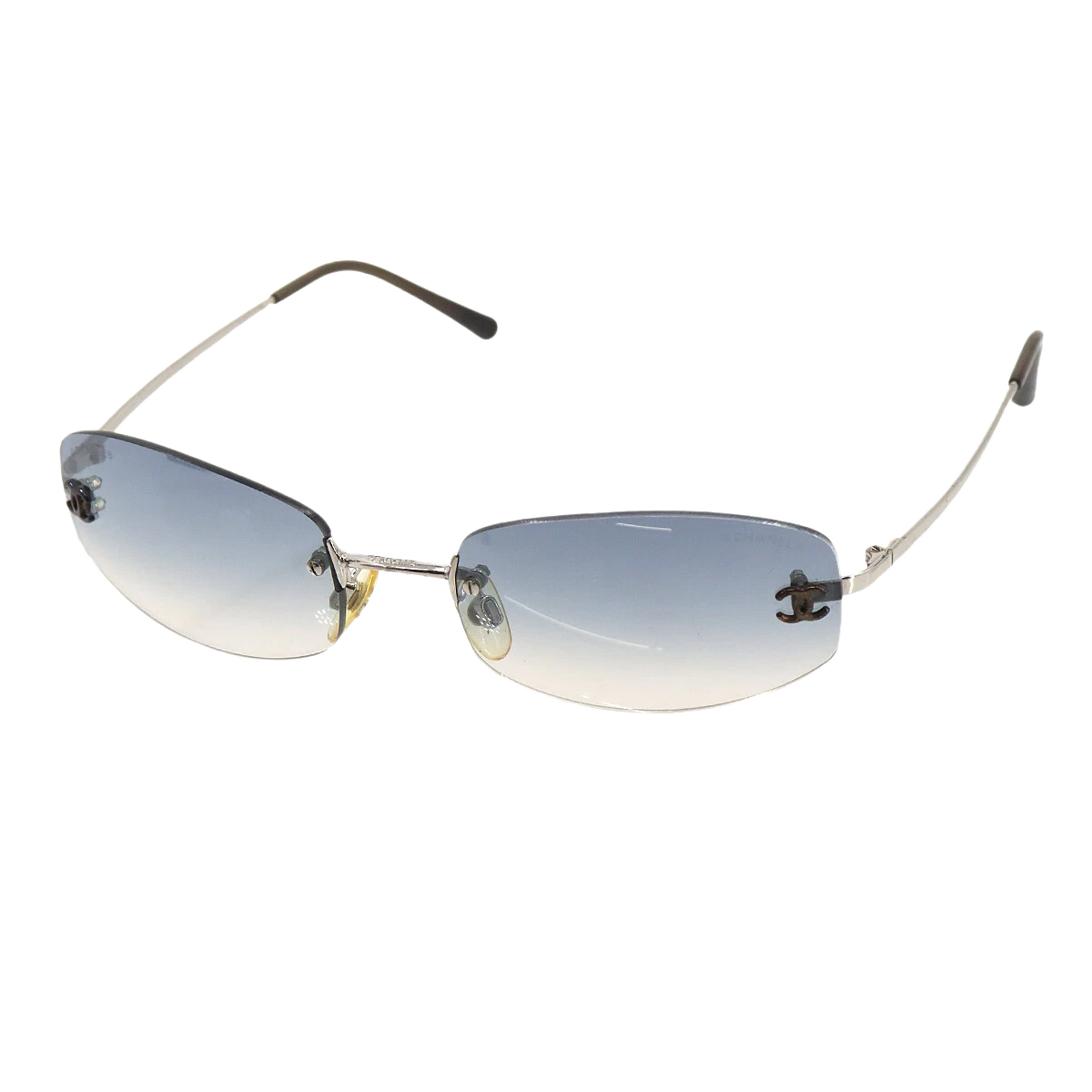 CHANEL Sunglasses CC Blue Gradation Silver