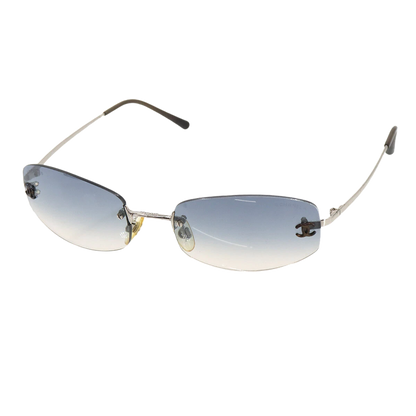 CHANEL Sunglasses CC Blue Gradation Silver