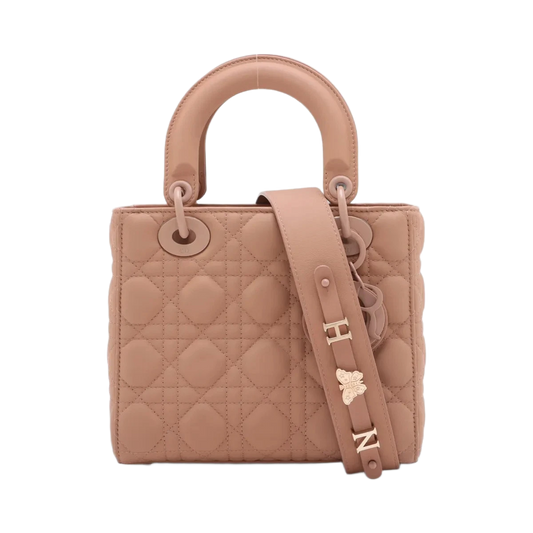 Christian Dior My Lady Dior Cannage Leather 2 Way Handbag Pink With Charms