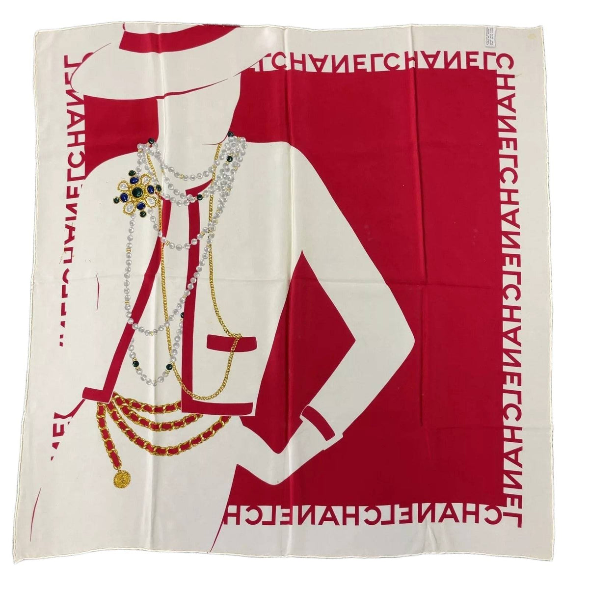 CHANEL Mademoiselle silhouette Silk Scarf W/Paper Case