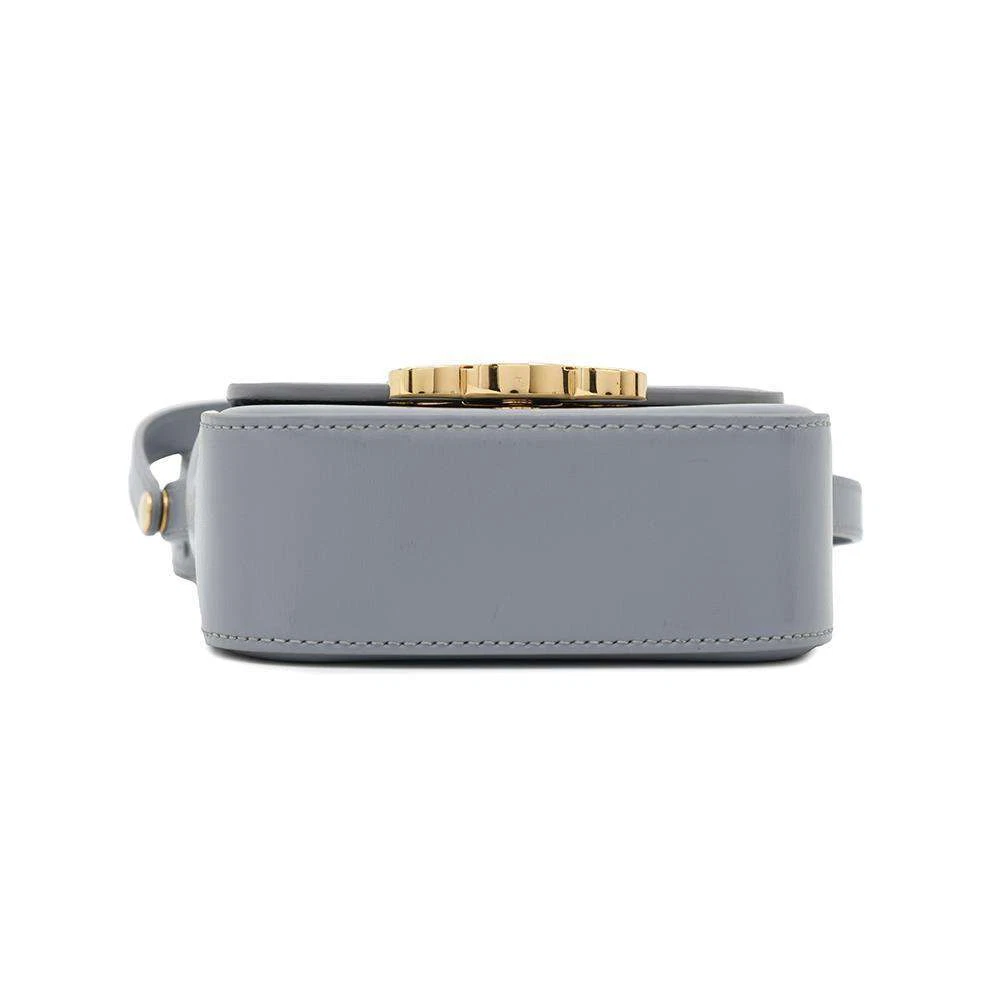 CELINE Triomphe Claude Shoulder Bag Size Mini Shiny Calf Leather Blue Gray