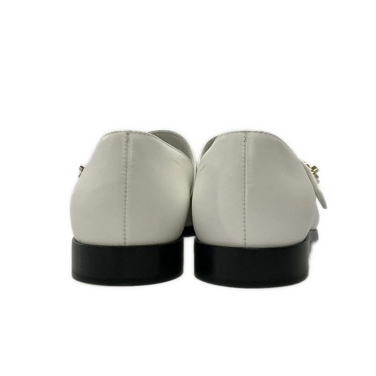 CHANEL White Black Leather Patent Leather Women's Pumps