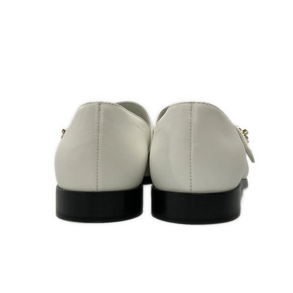CHANEL White Black Leather Patent Leather Women's Pumps