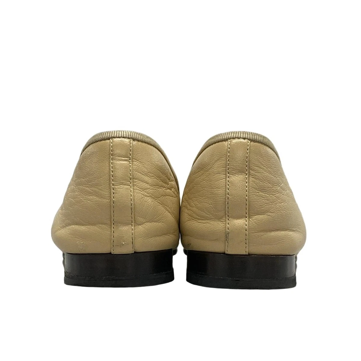 CHANEL Beige Black Lambskin Women's Shoes