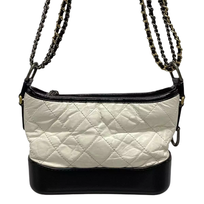 CHANEL Gabrielle de Chanel Small Hobo Bag White Black Aged Calfskin