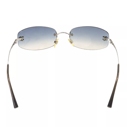 CHANEL Sunglasses CC Blue Gradation Silver