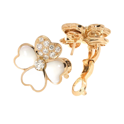Van Cleef Arpels Cosmos Diamond Mother of Pearl SM Earrings Pierced 18K PG 750 90276174