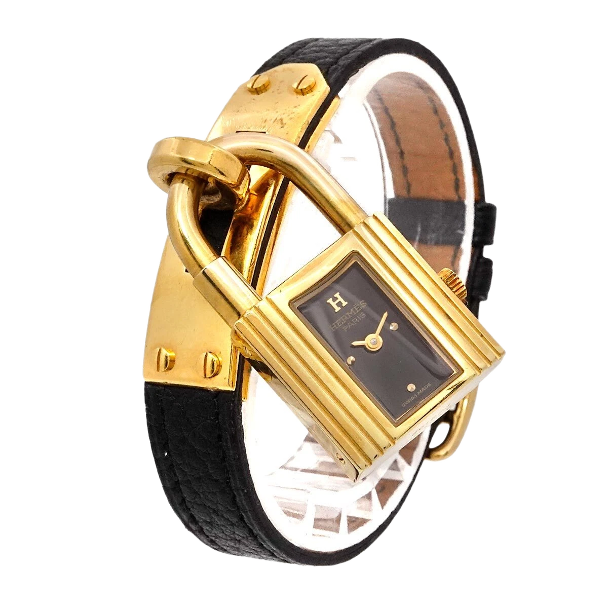 HERMES KELLY Watch Quartz Black Dial Leather Ladies Watch