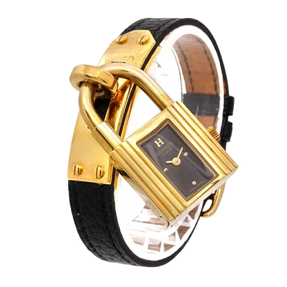 HERMES KELLY Watch Quartz Black Dial Leather Ladies Watch