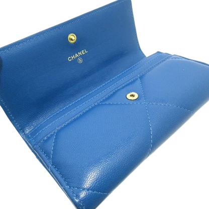 CHANEL CHANEL19 Matelasse Blue Lambskin Wallet