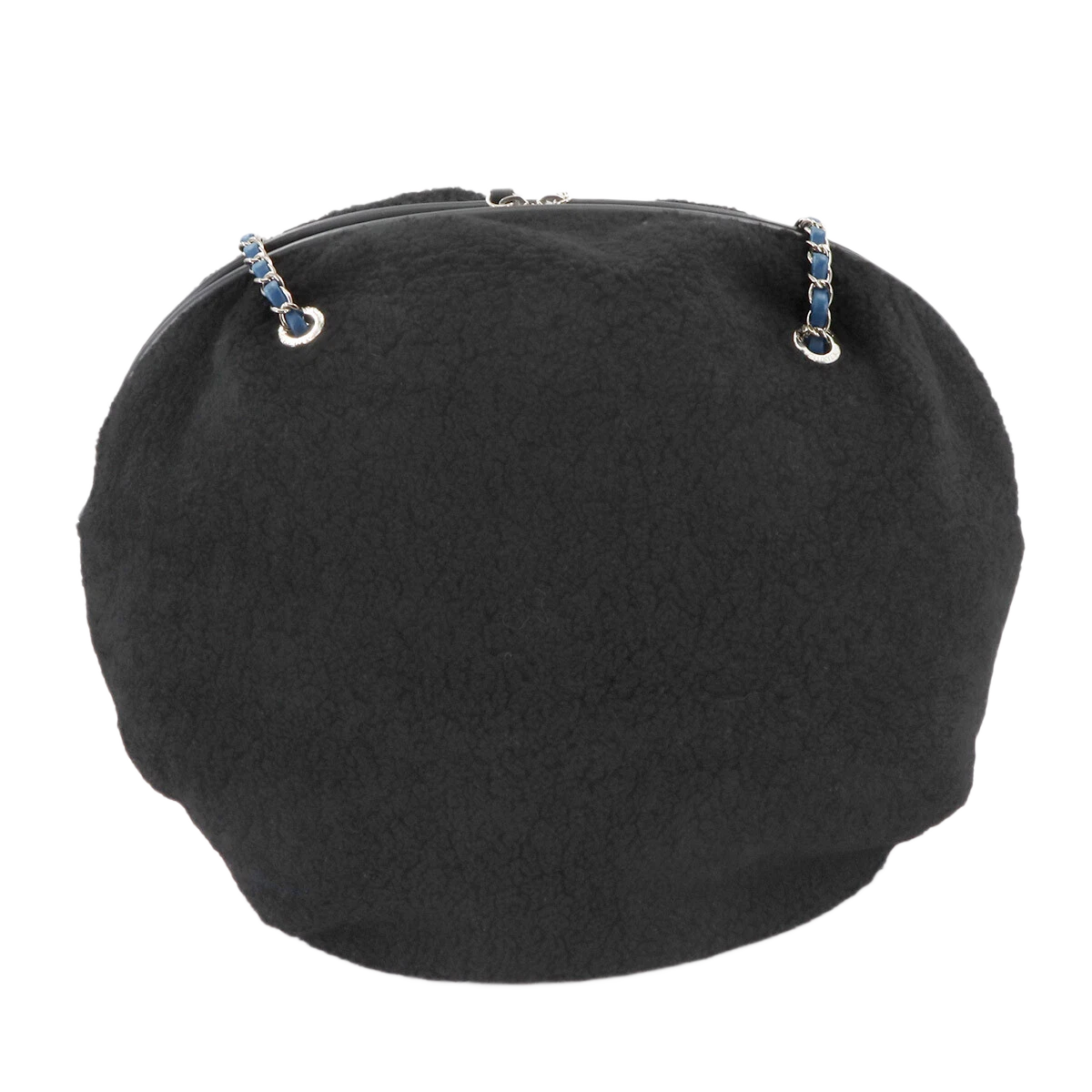 CHANEL Deauville Round Chain Shoulder Bag Shearling Black A57972