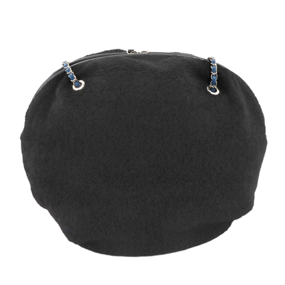 CHANEL Deauville Round Chain Shoulder Bag Shearling Black A57972