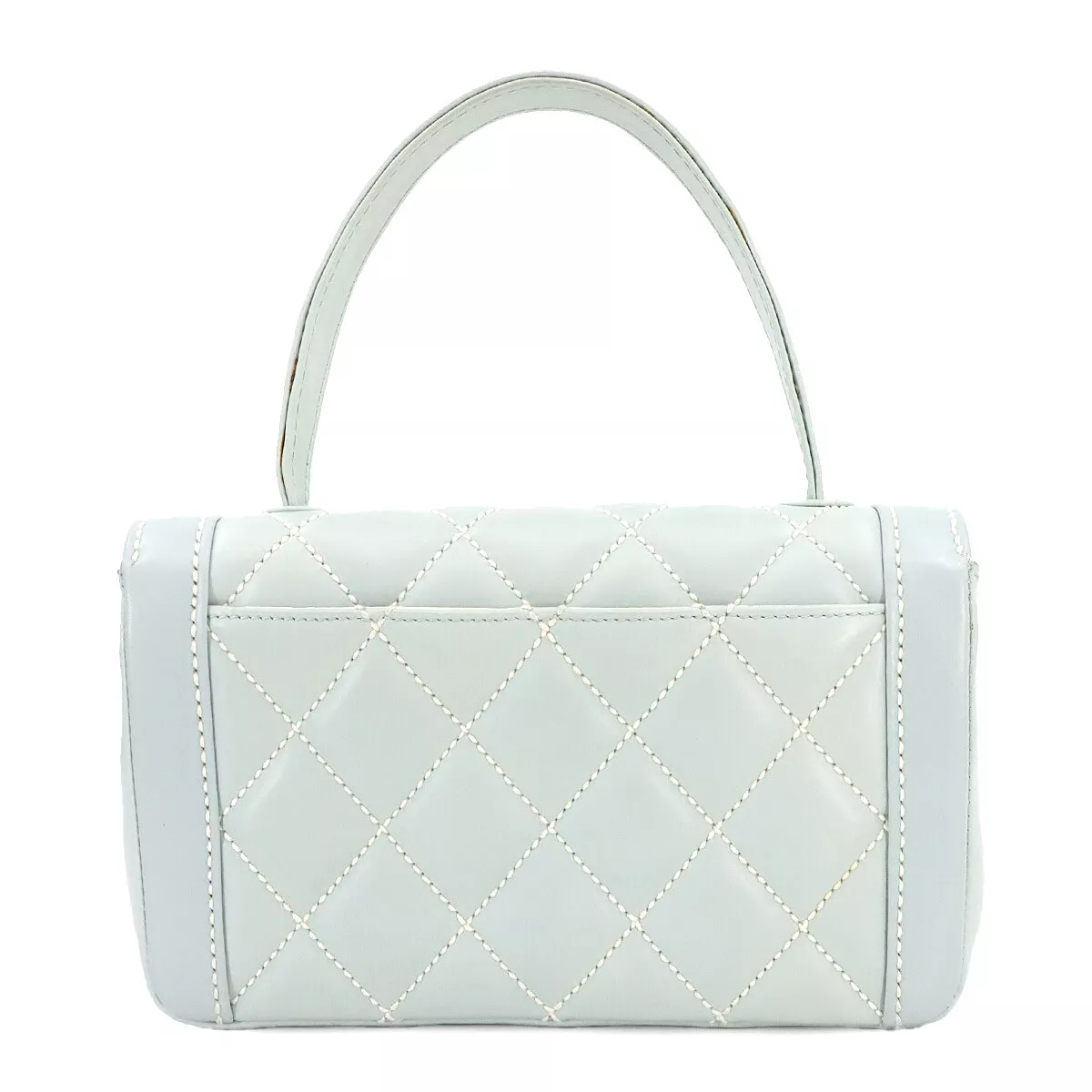 CHANEL Matelasse Wild Stitch Hand Bag Leather Light Blue