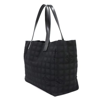 CHANEL New Travel Line Tote MM Bag Nylon Jacquard Leather Black A15991